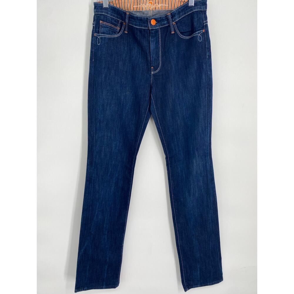 7 For All Mankind Jonathan Adler Collaboration Straight Jeans Size 28 Dark Wash